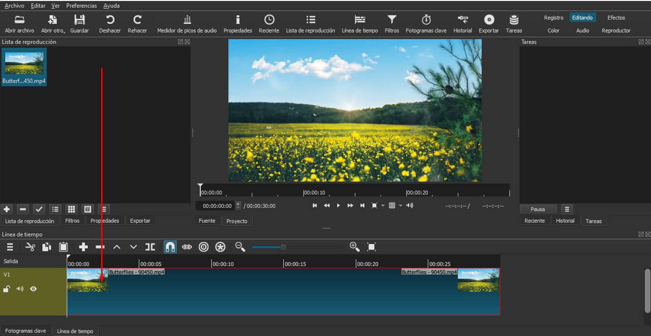 Paso 1 - Añadir clip a la línea de tiempo