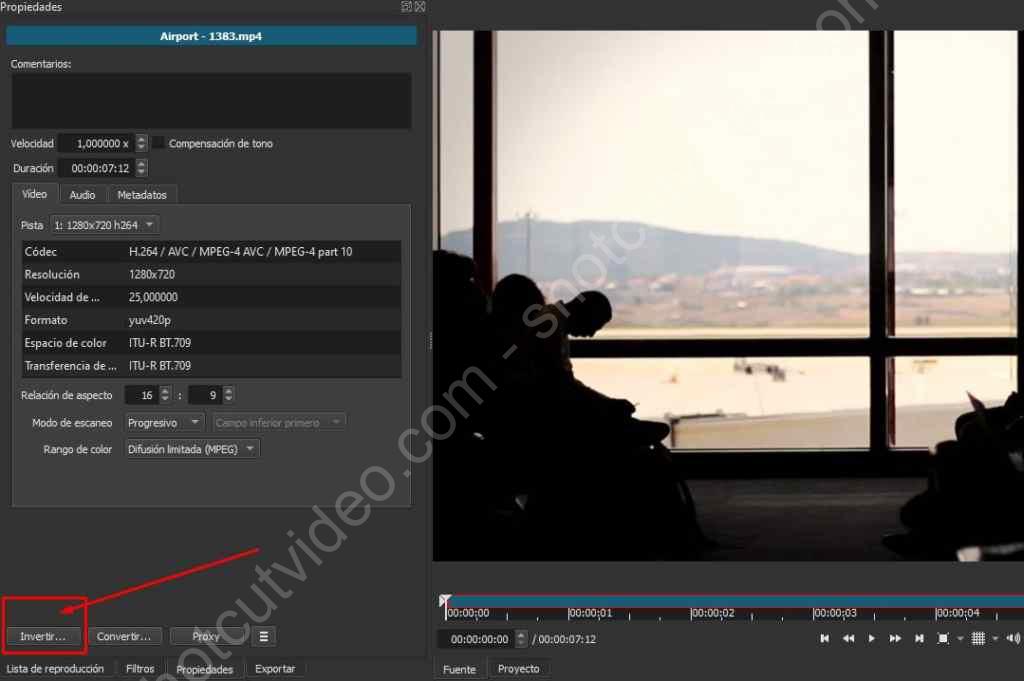 Loop en Shotcut - invertir el vídeo