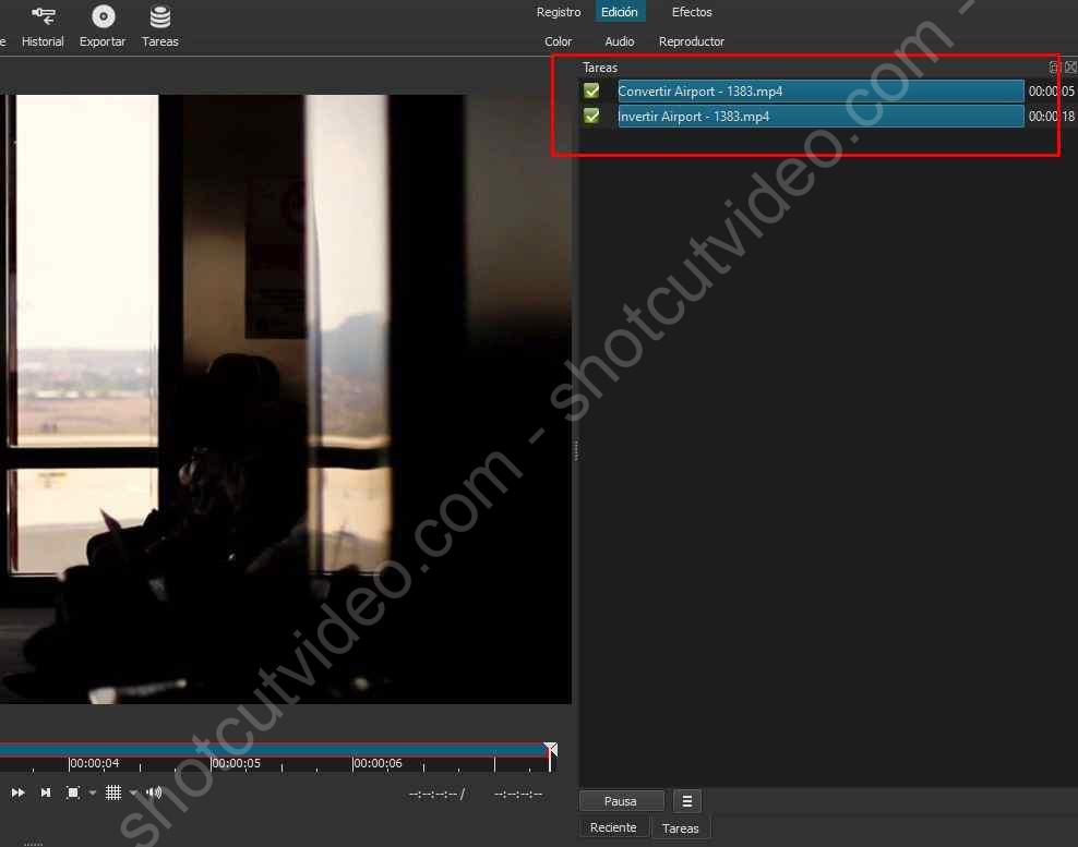 Loop en Shotcut - conversión de archivos en la lista de tares