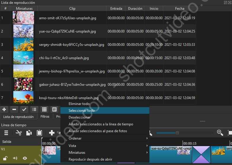 Seleccionar todas las imágenes de la lista de distribución